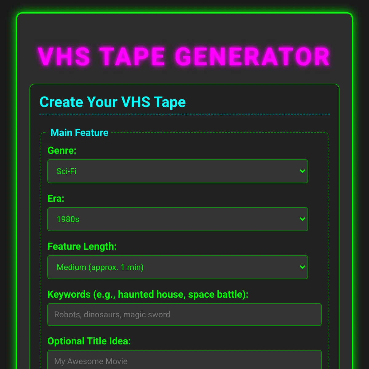 VHS Tape Generator