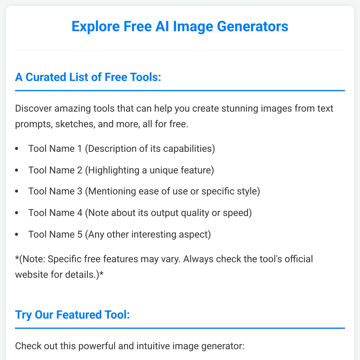 Free Image Generators