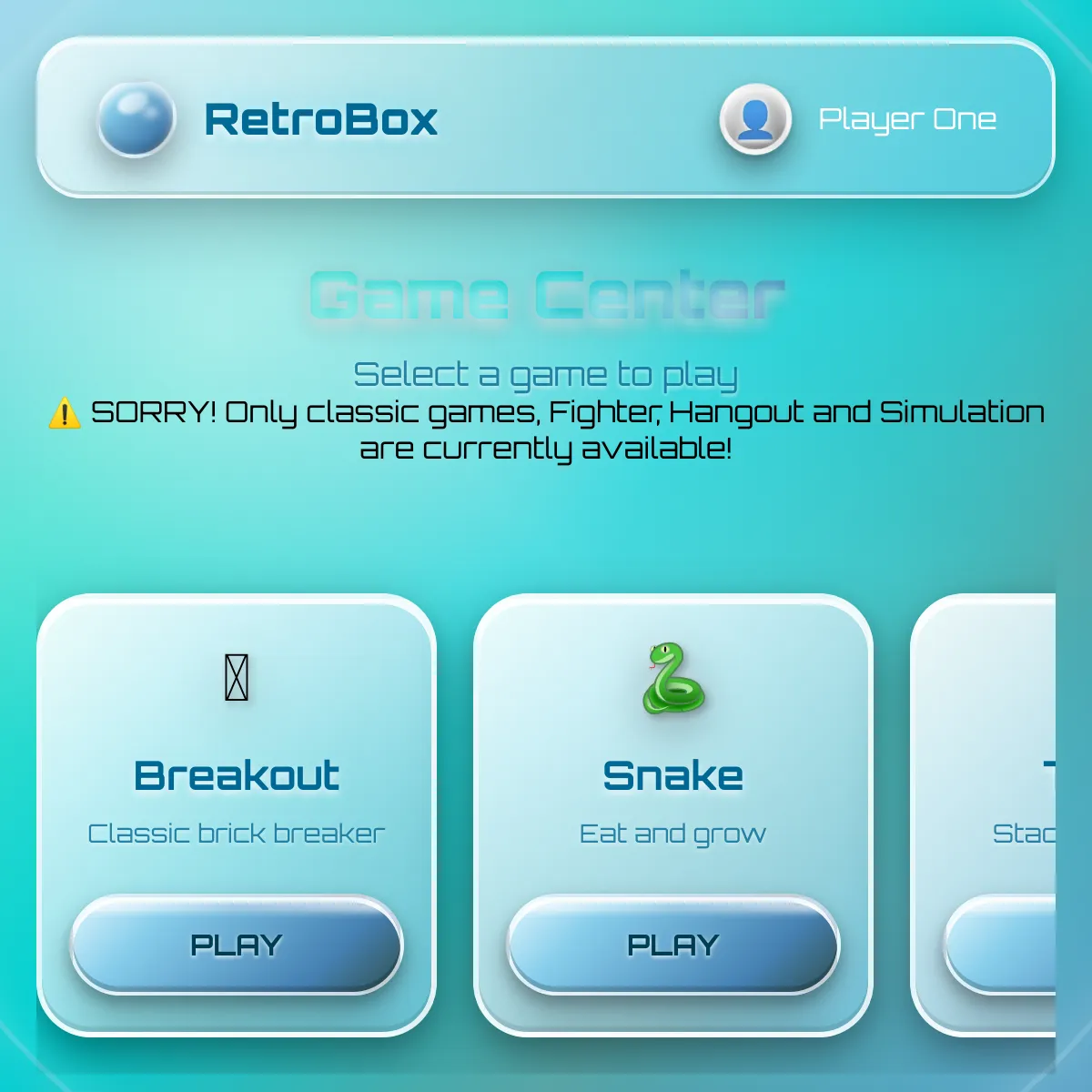 RetroBox Game Menu