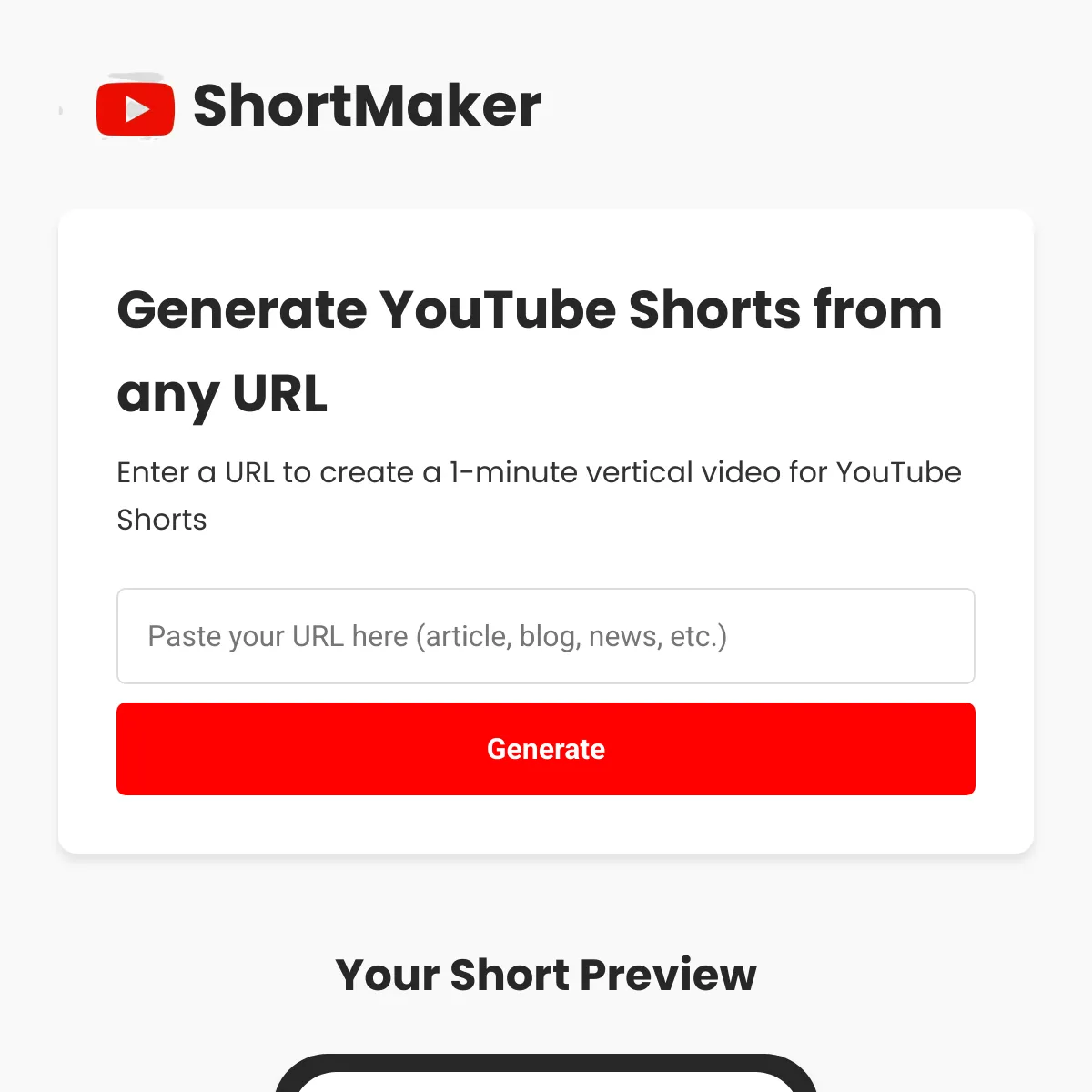 YT Short Generator