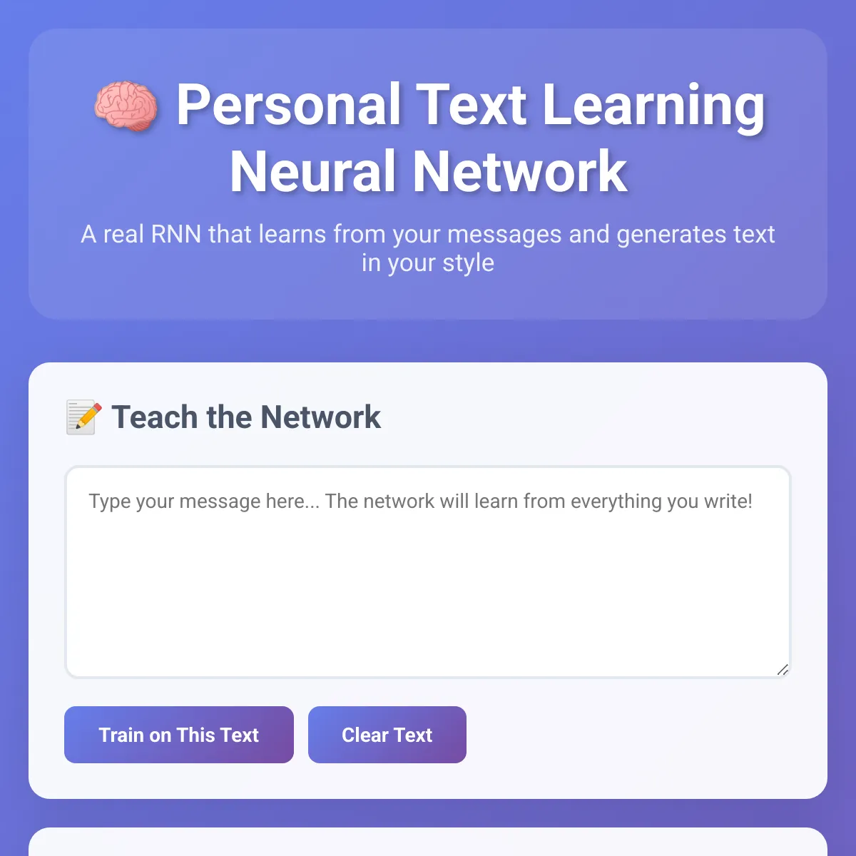 Personal Text Learning Neural Network