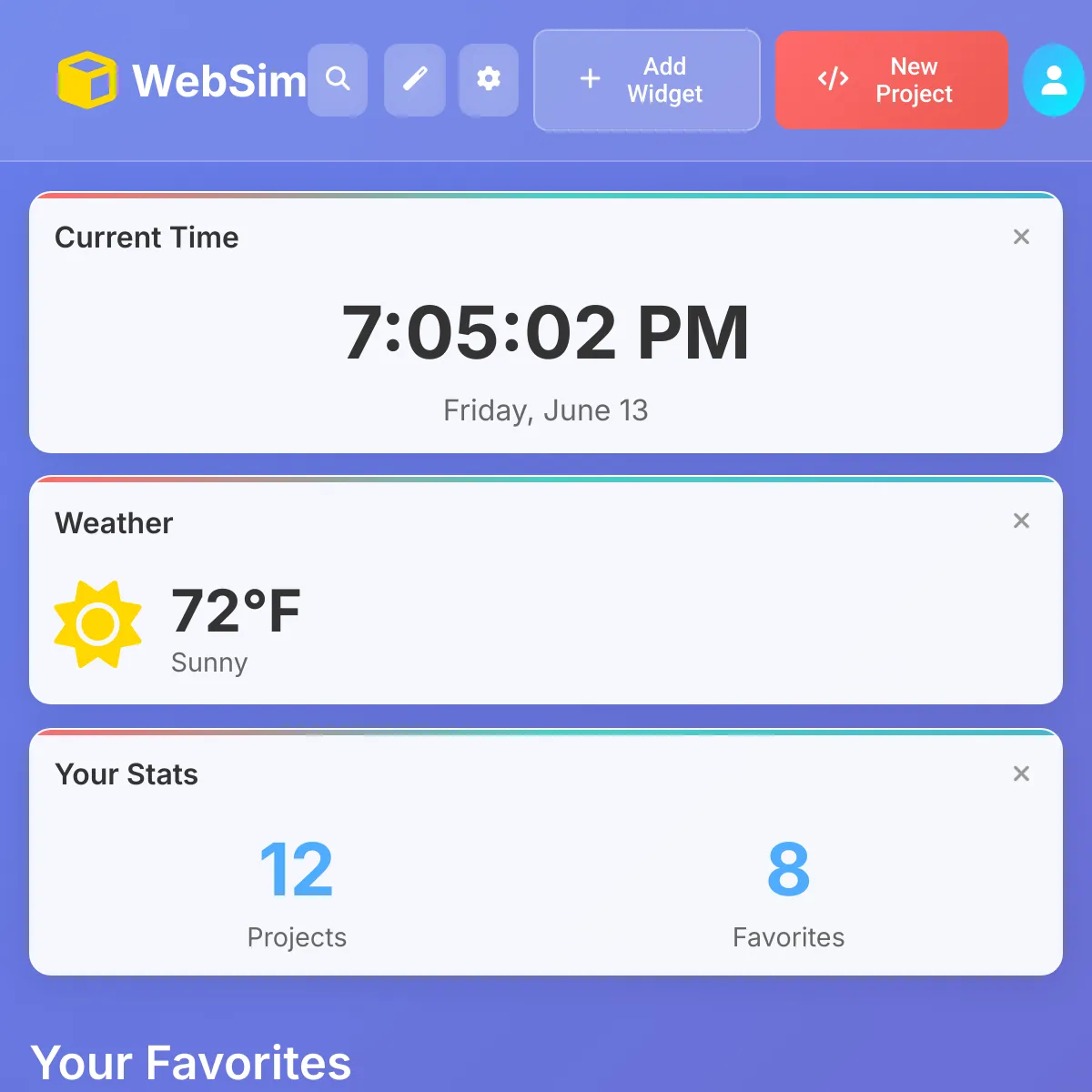 WebSim - Your Creative Dashboard