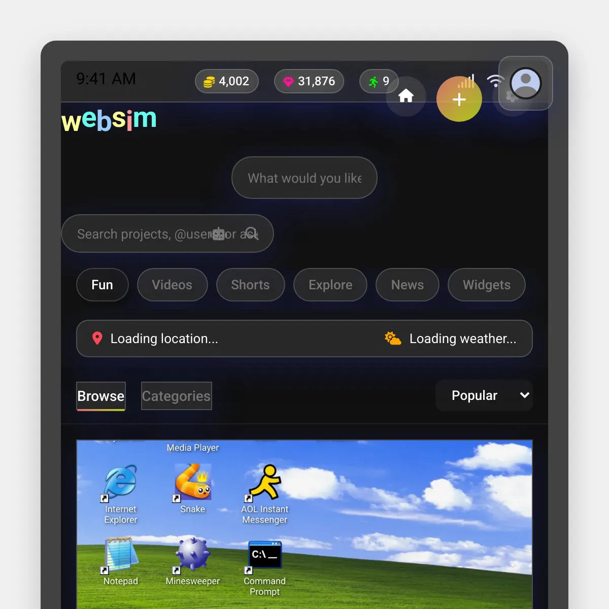Websim Laptop App
