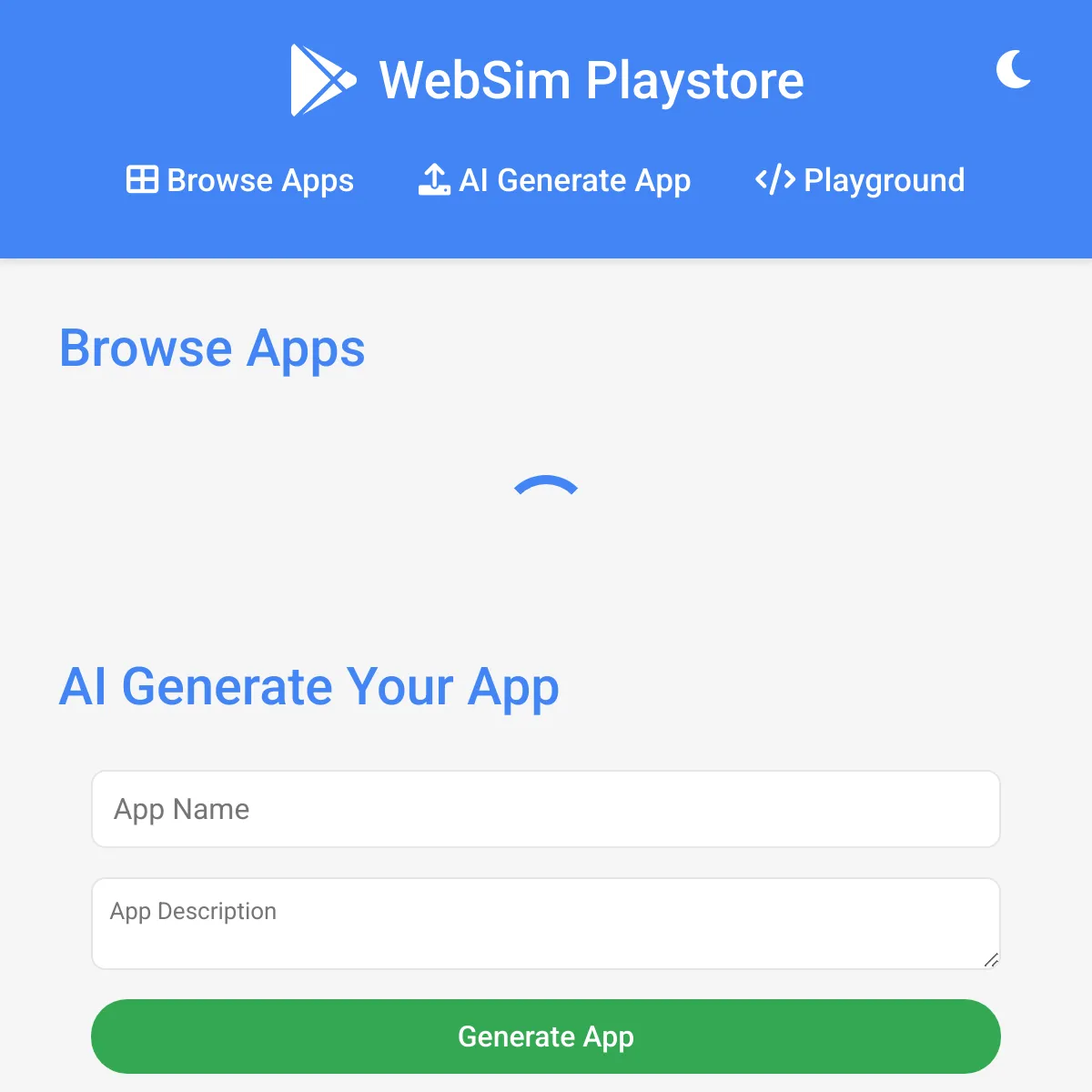 WebSim Playstore - Real-time HTML App Sharing