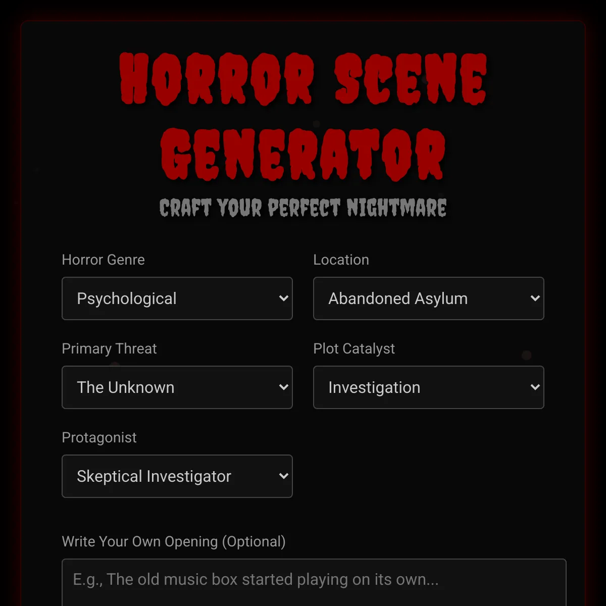Horror Scene Generator