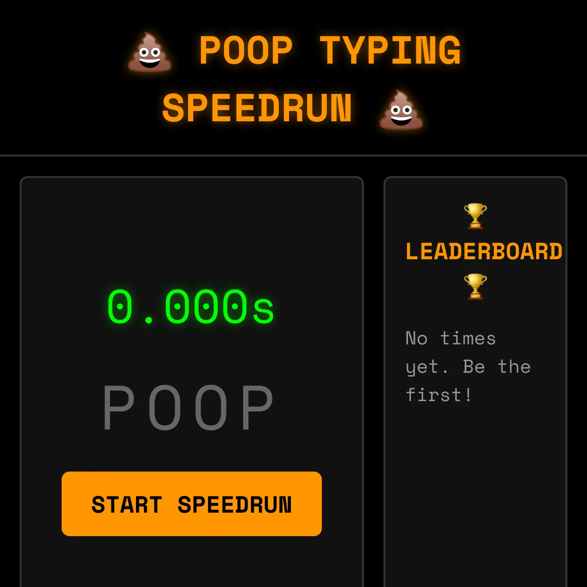 Poop Typing Speedrun