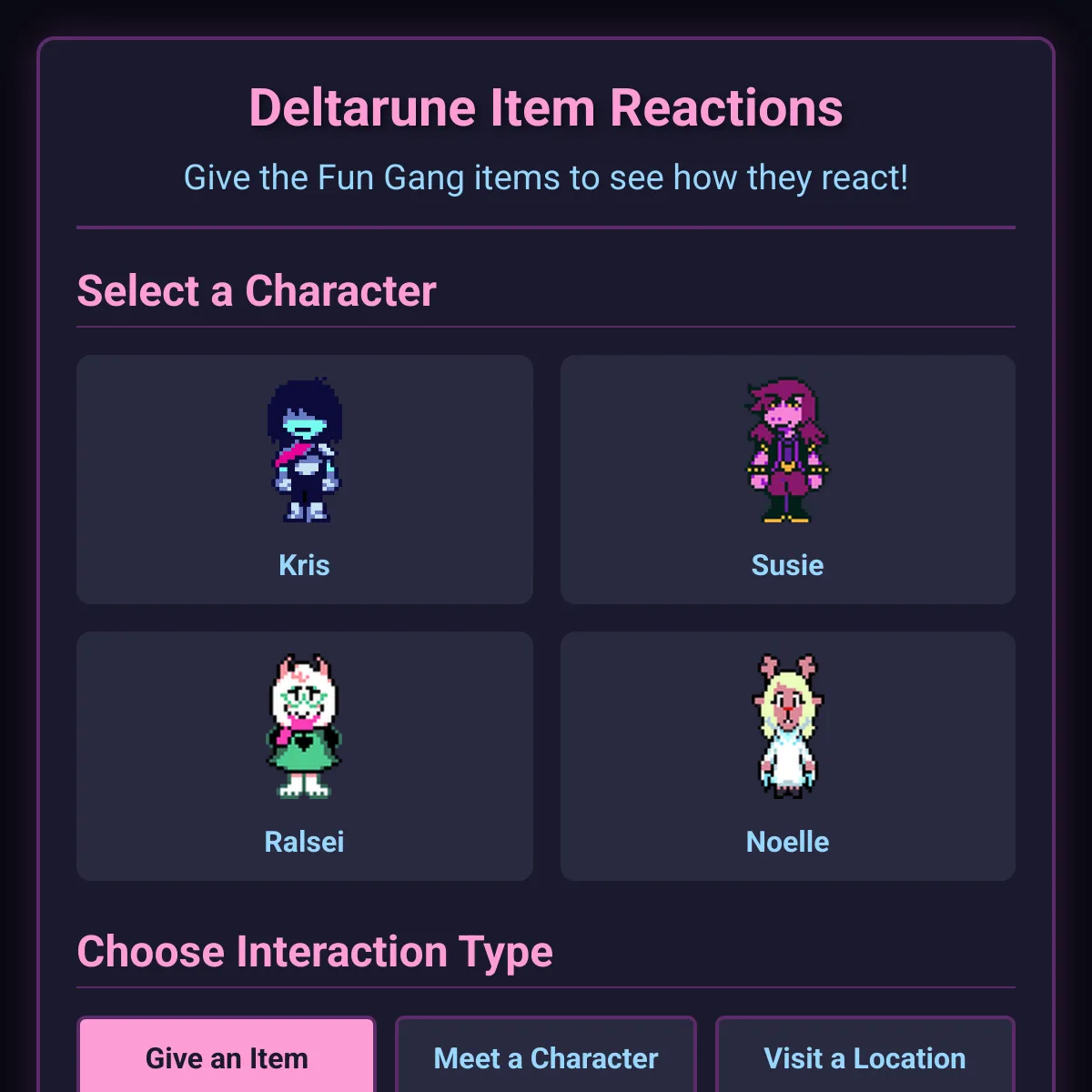 Deltarune Item Reactions