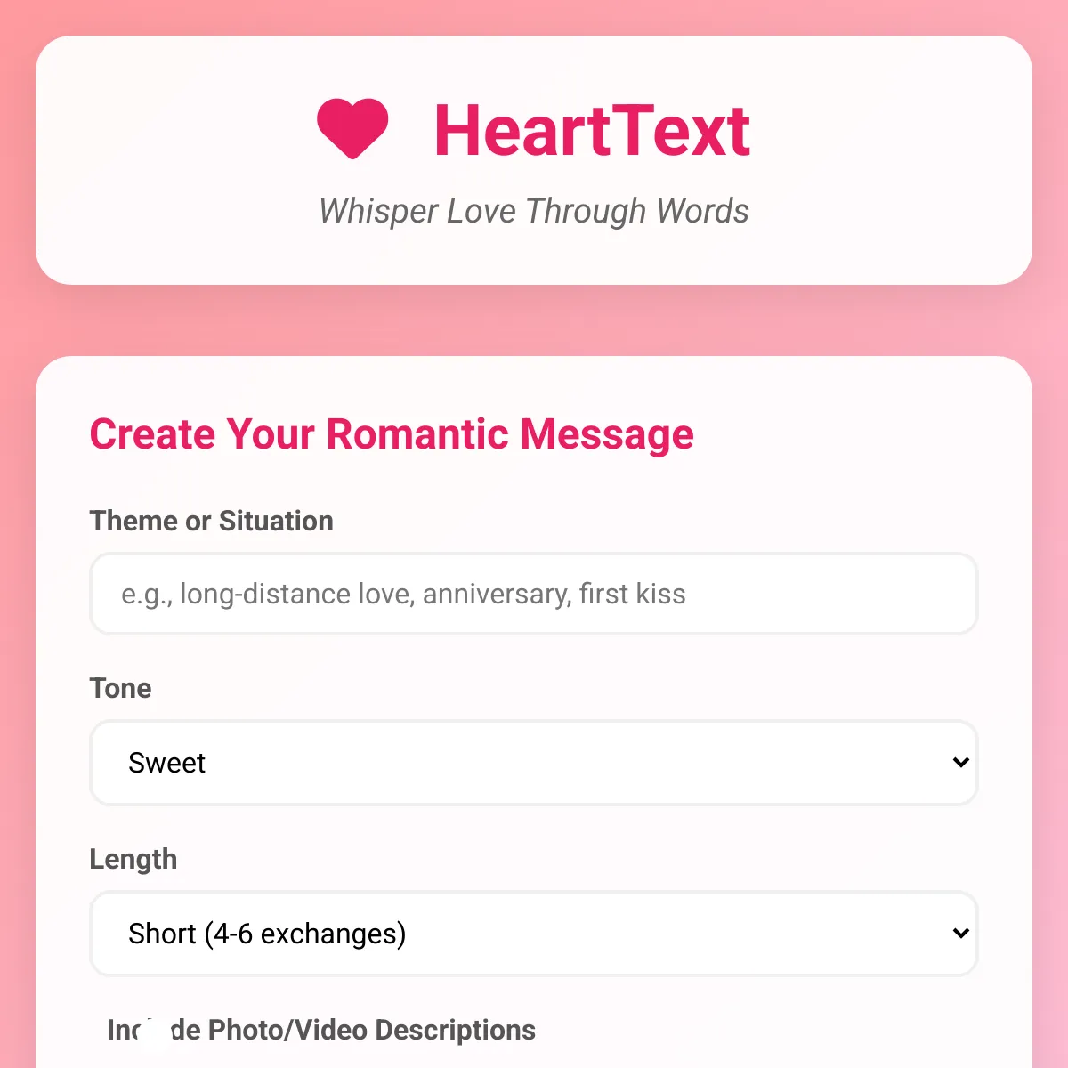 HeartText - Romantic Message Composer