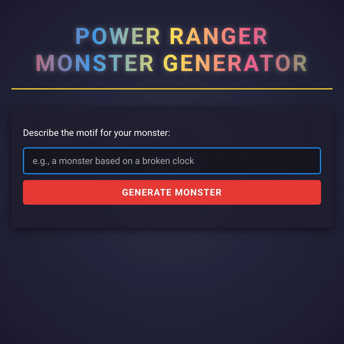 Power Ranger Monster Generator