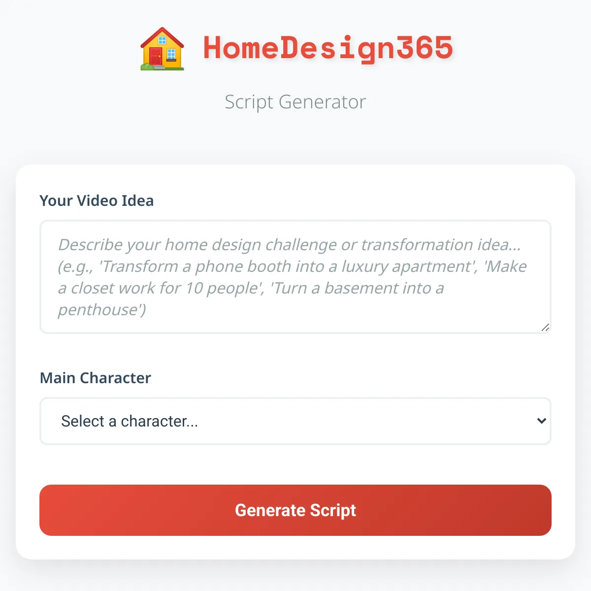 HomeDesign365 Script Generator