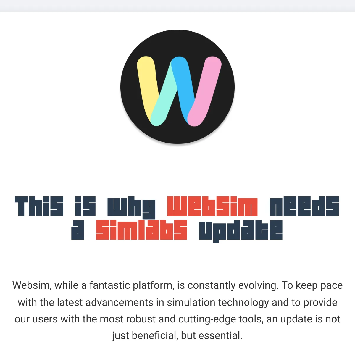 Why Websim Needs a Simlabs Update