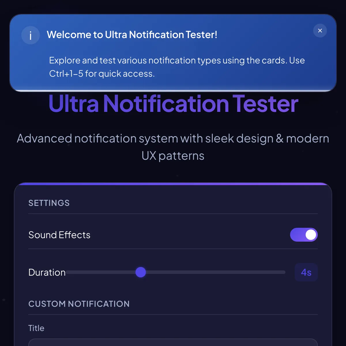 Ultra Notifications Tester