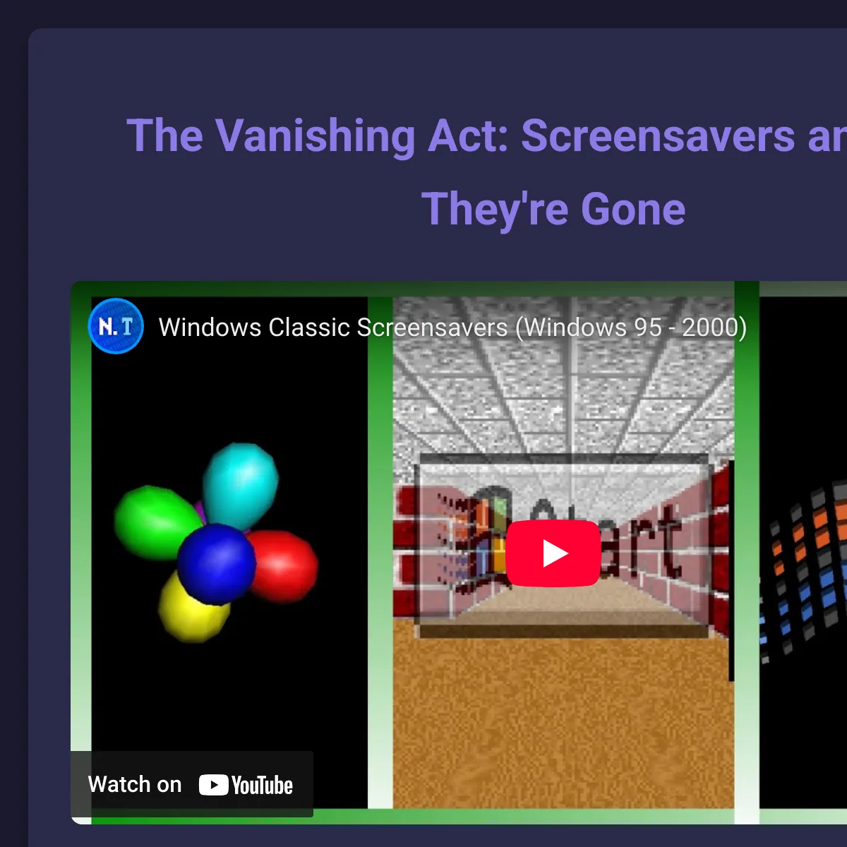 The Vanishing Act Screensavers and Why They're Gone