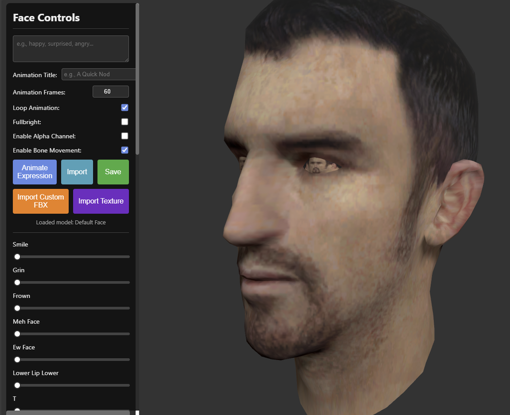 3D Face animator (CUSTOM IMPORT!)