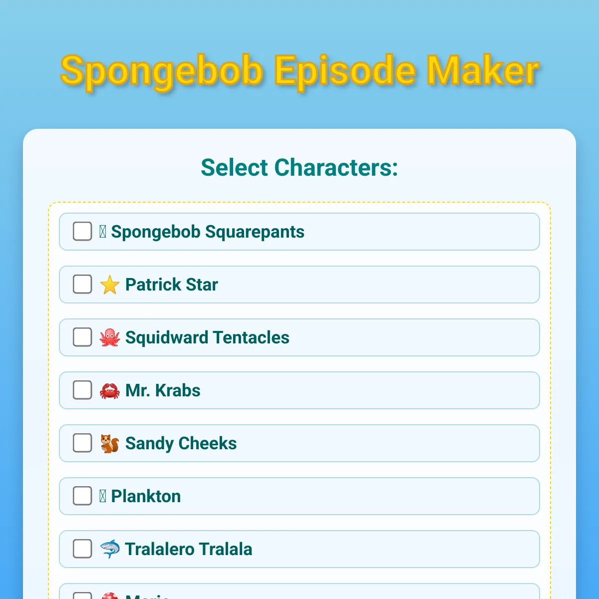 Spongebob Episode Maker