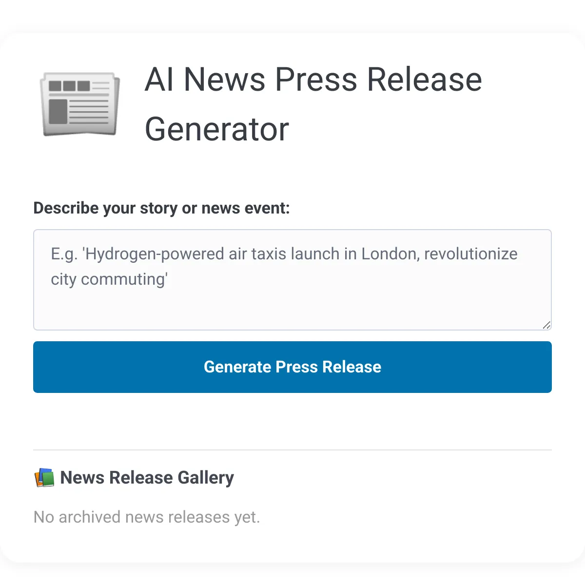 AI News Press Release Generator
