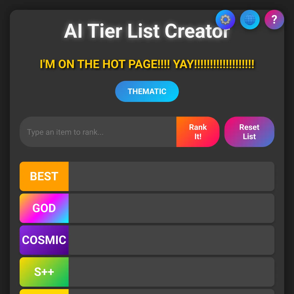 Advanced Tier List with AI