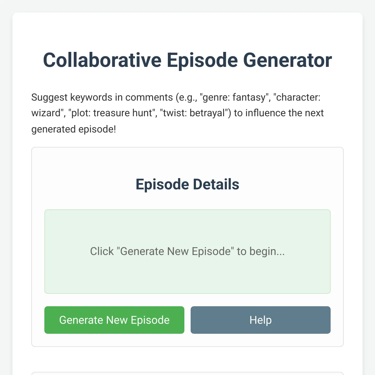 Collaborative Episode Generator