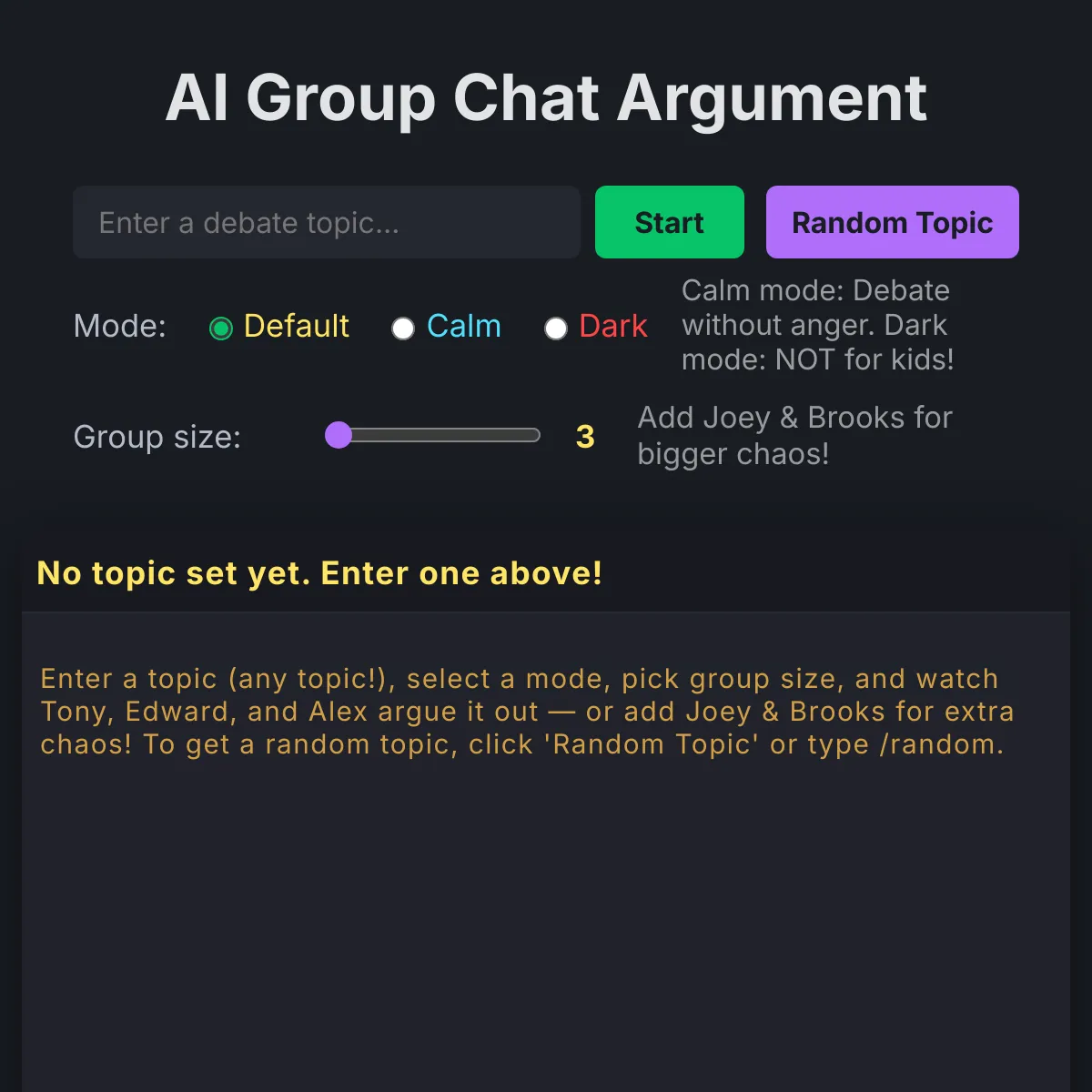 AI Group Chat Argument Game
