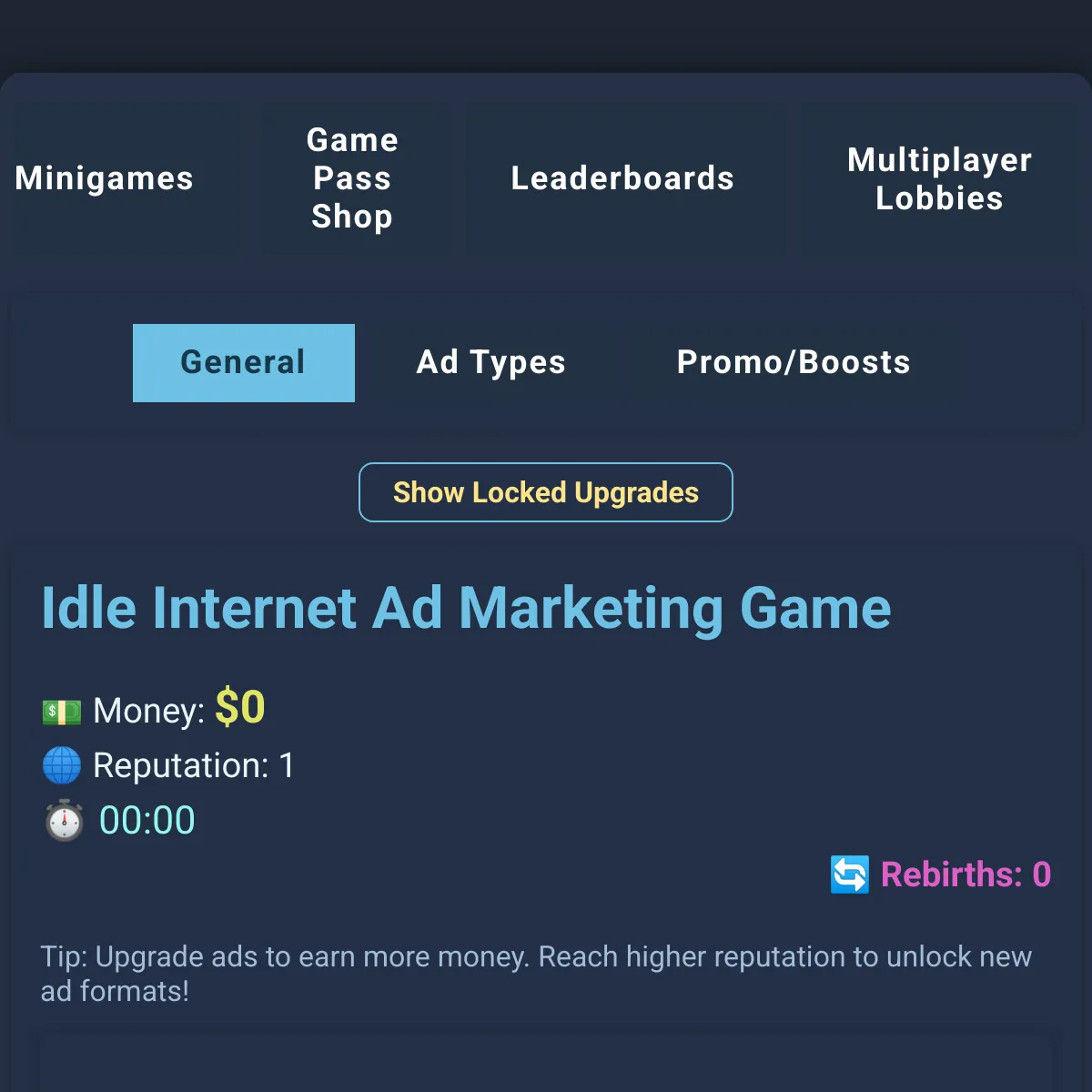 Idle Internet Ad Marketing Game