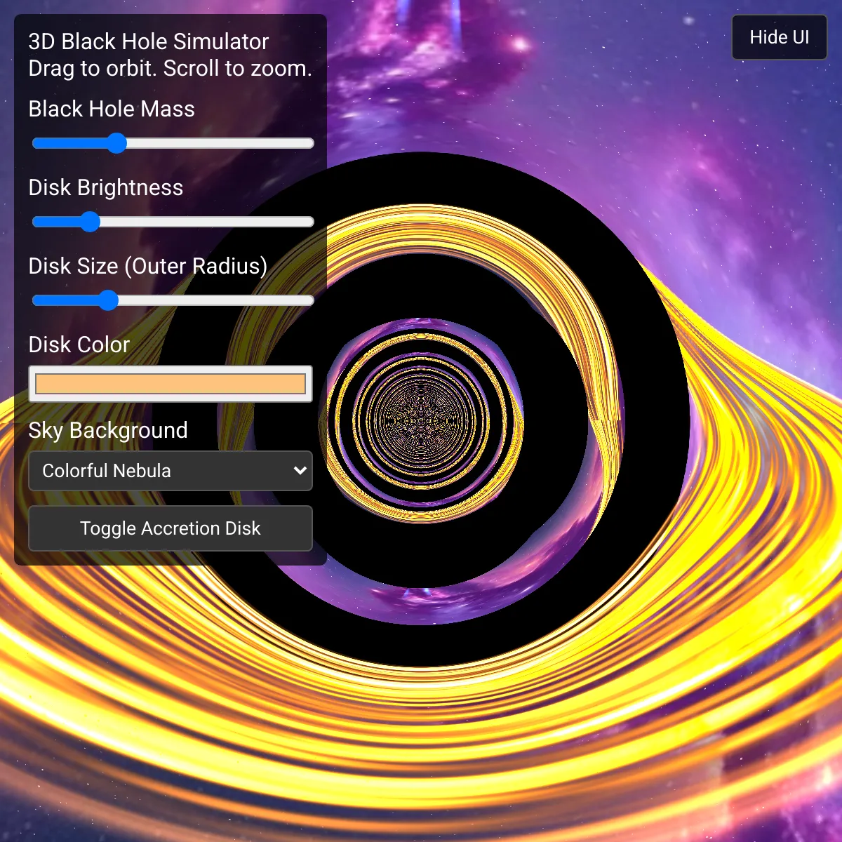 3D Black Hole Simulator