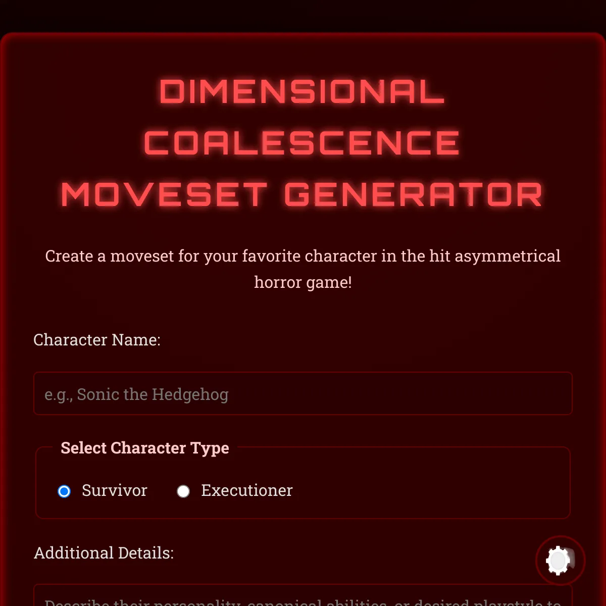 Dimensional Coalescence Moveset Generator