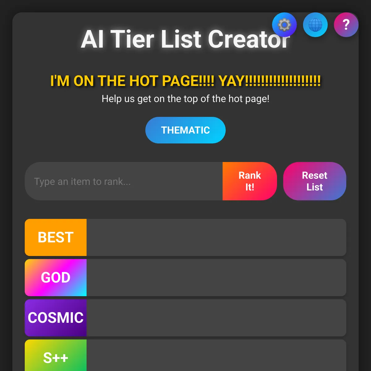 Advanced Tier List with AI