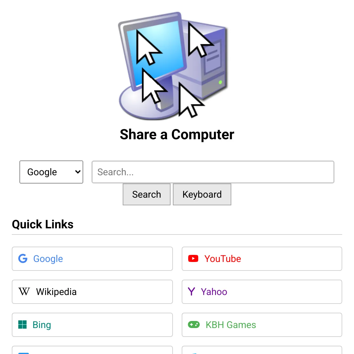 Share a Computer Startpage