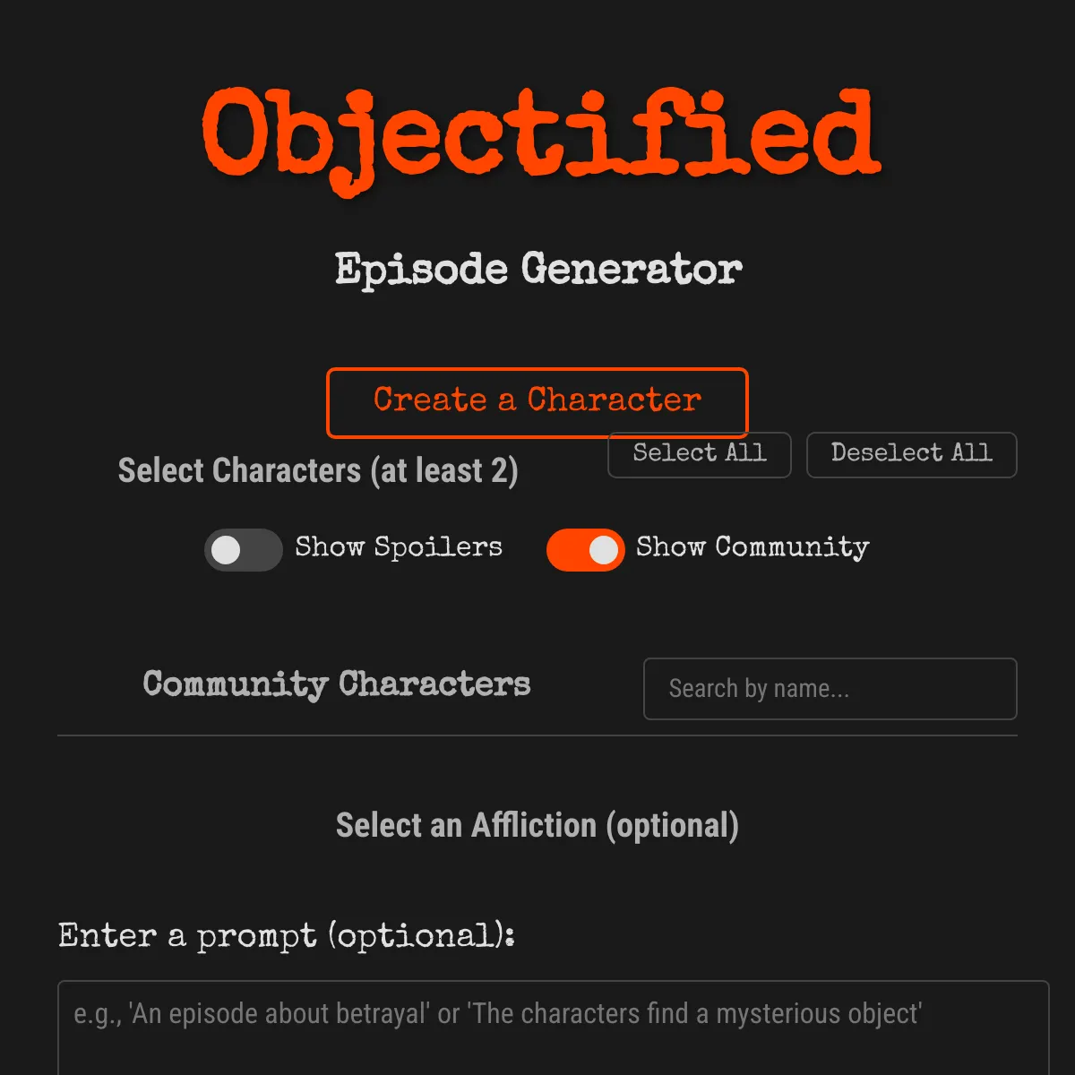 Objectified Episode Generator