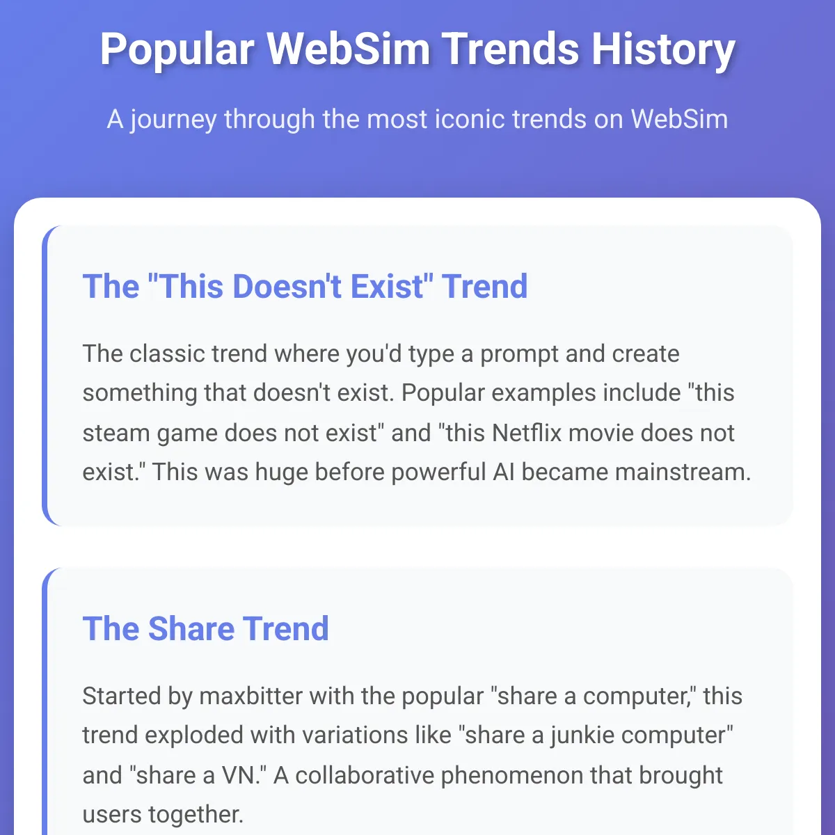 WebSim Trends History