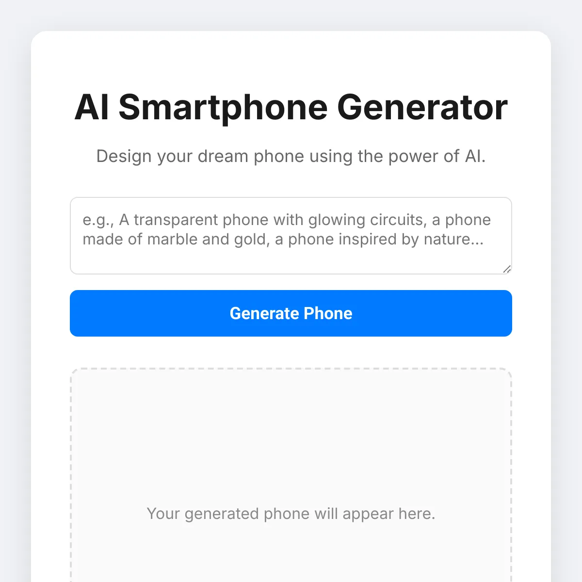 AI Smartphone Generator