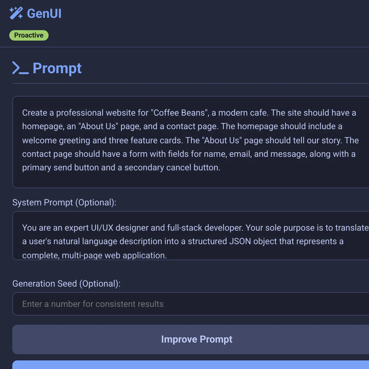 Proactive Multi-Page AI-Powered Generative UI