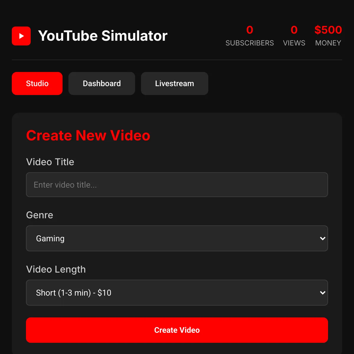 YouTube Simulator