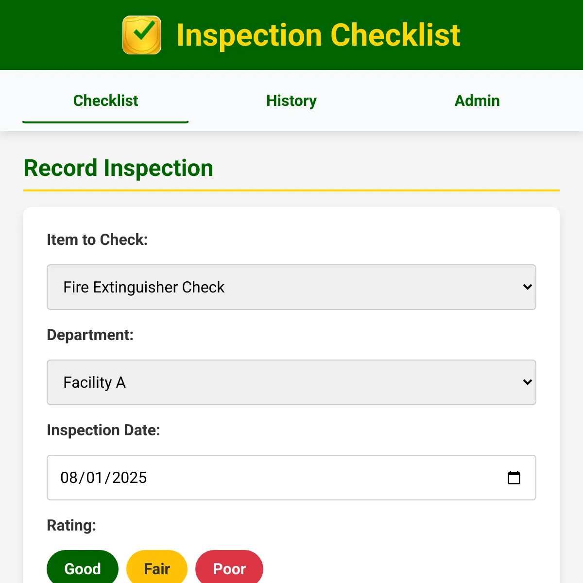 Inspection Checklist