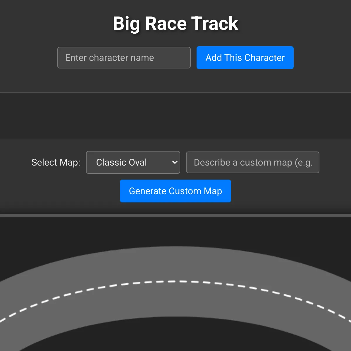 Characters race track
