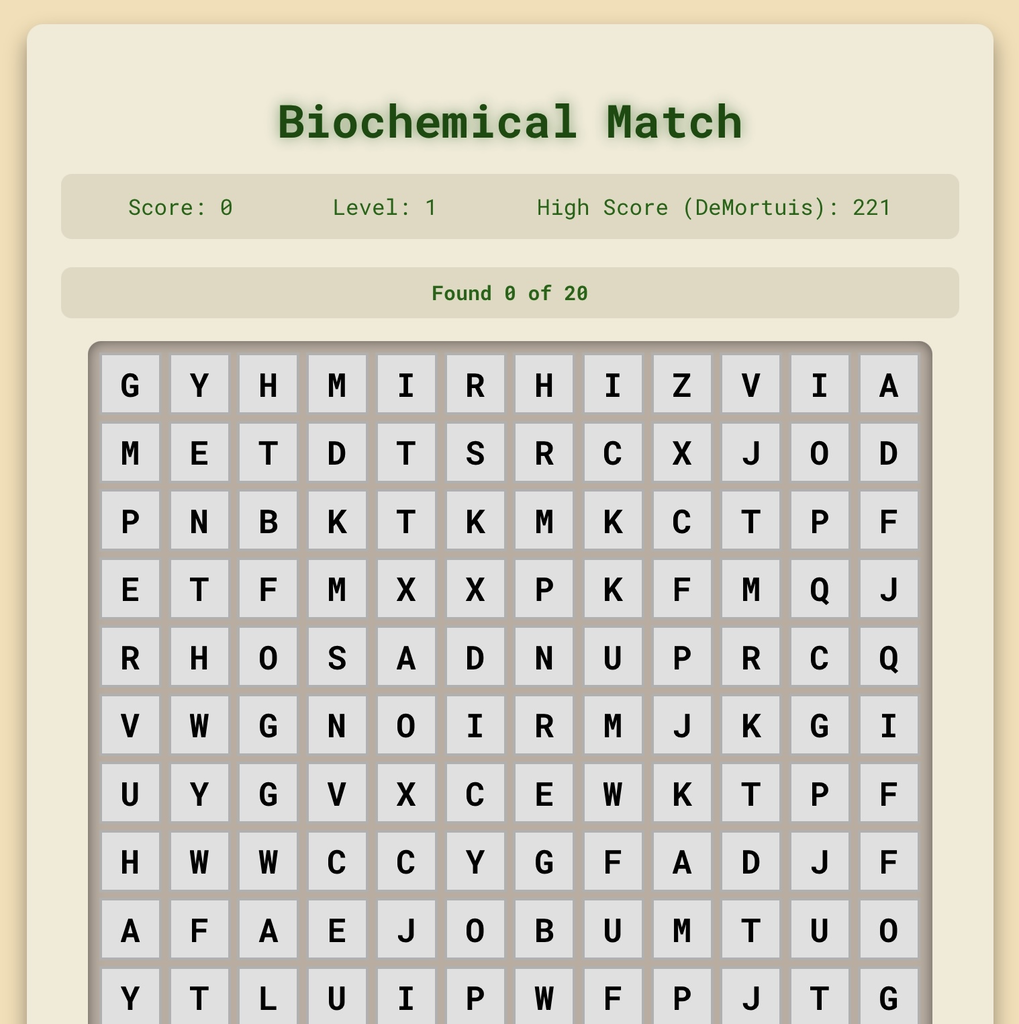 Biochemical Match Game 🪦