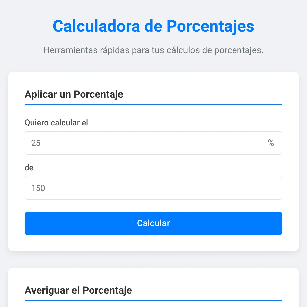Calculadora de Porcentajes