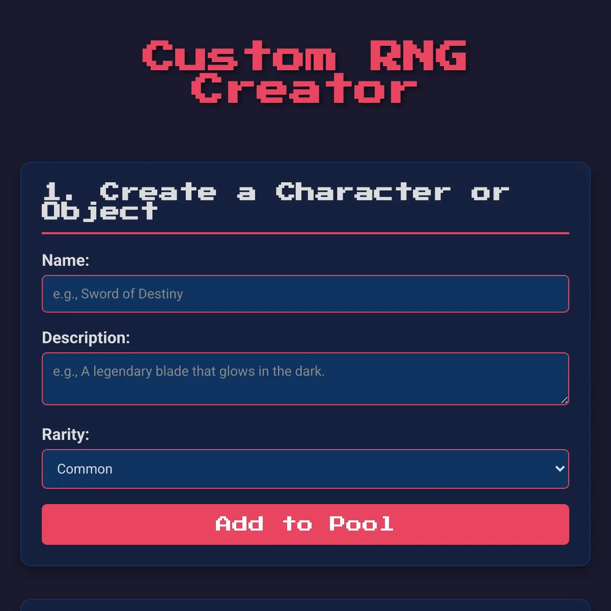 Custom RNG Creator