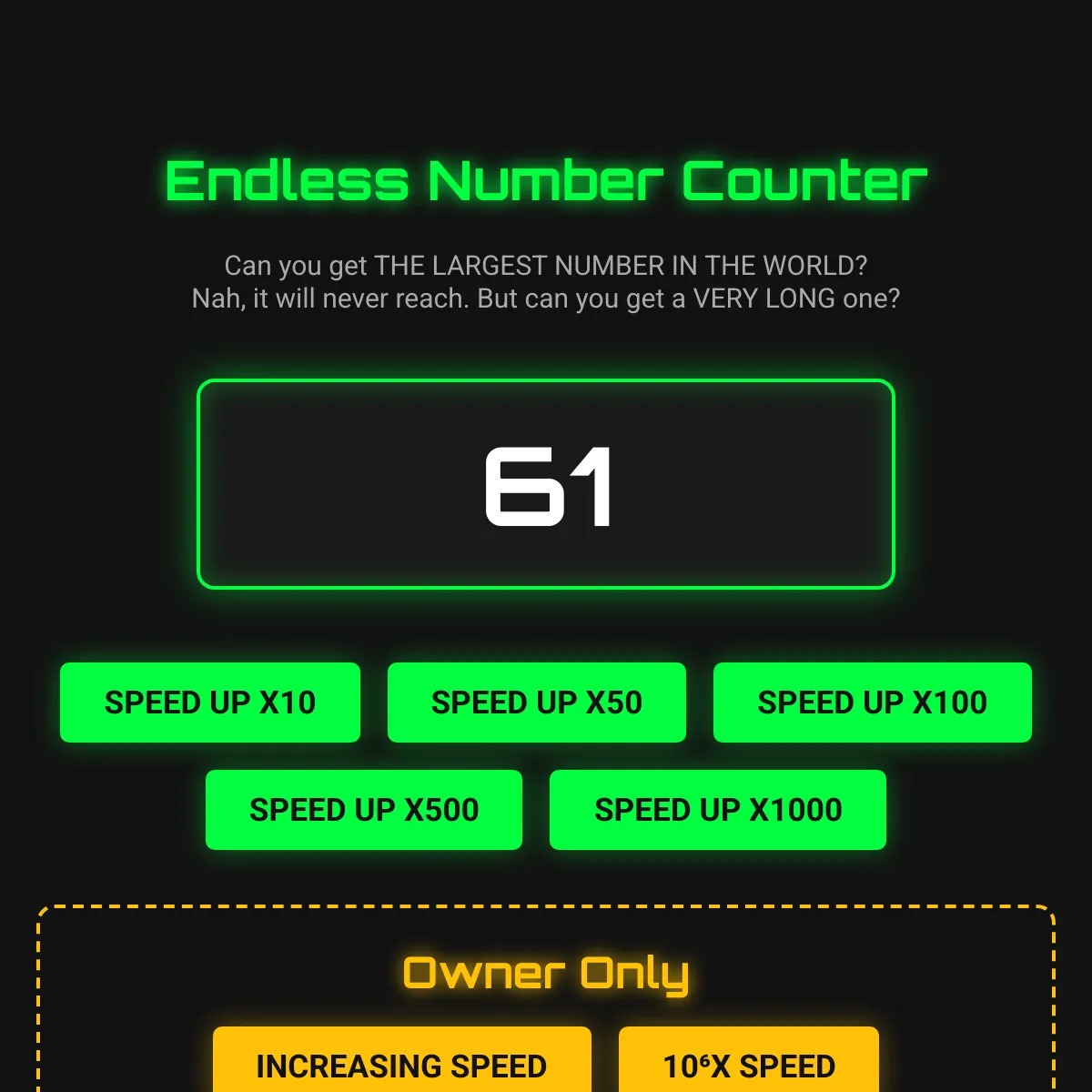 endless number counter