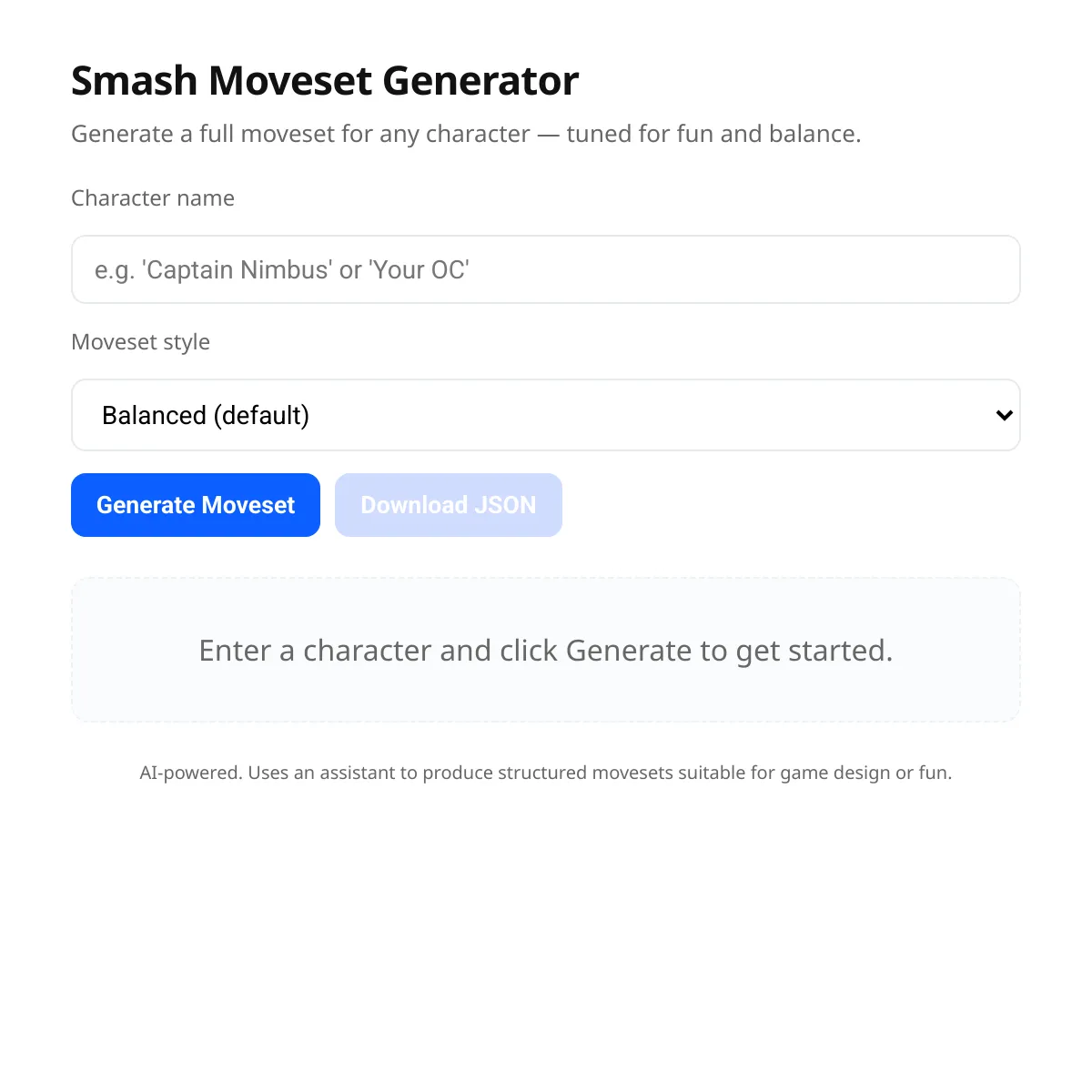 Smash Moveset Generator