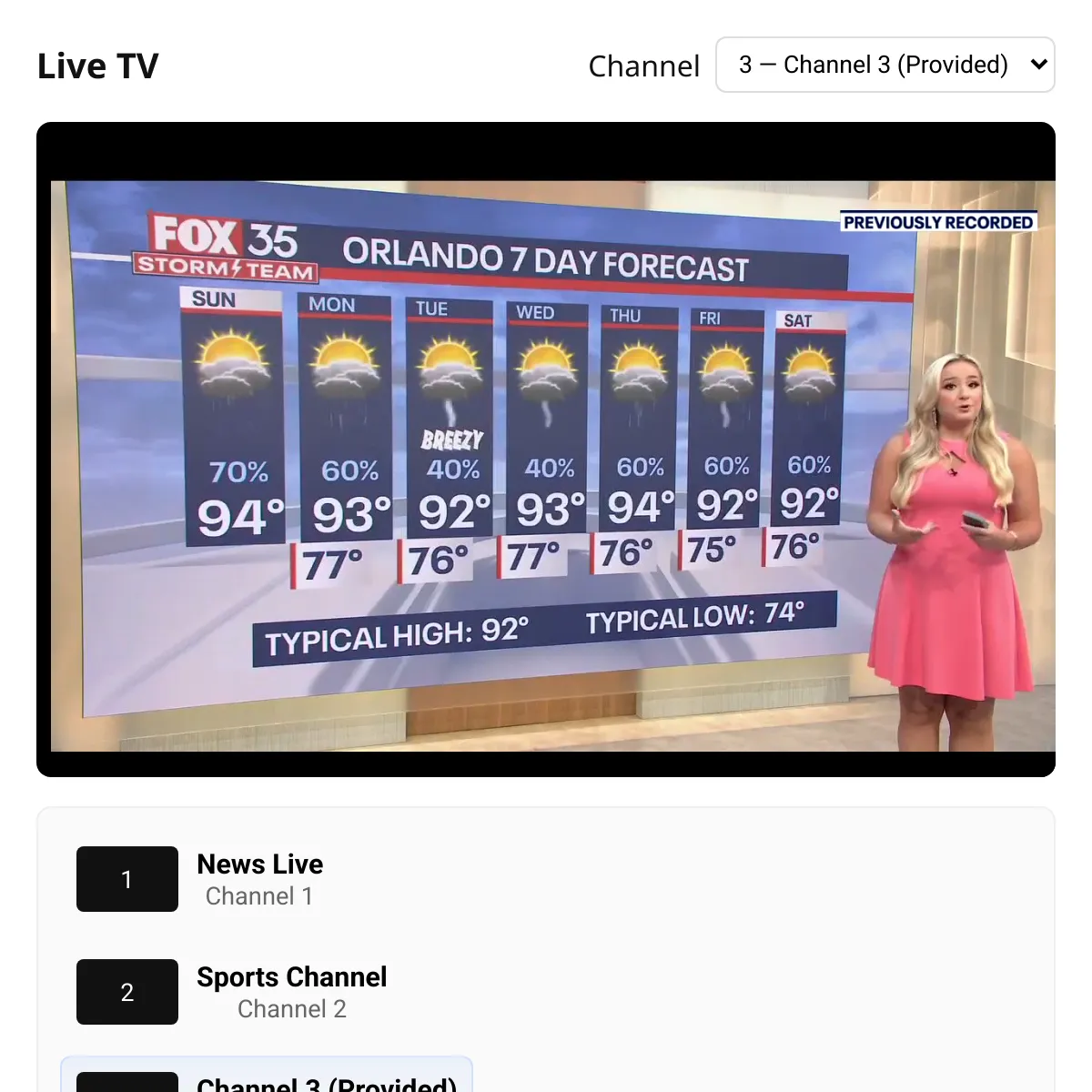 Live TV — 5 Channels
