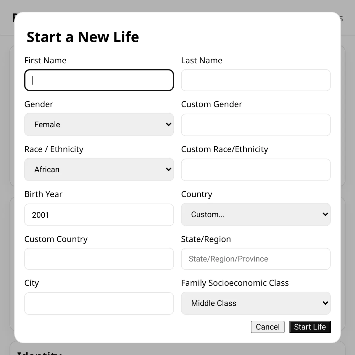 Generic Life Simulator