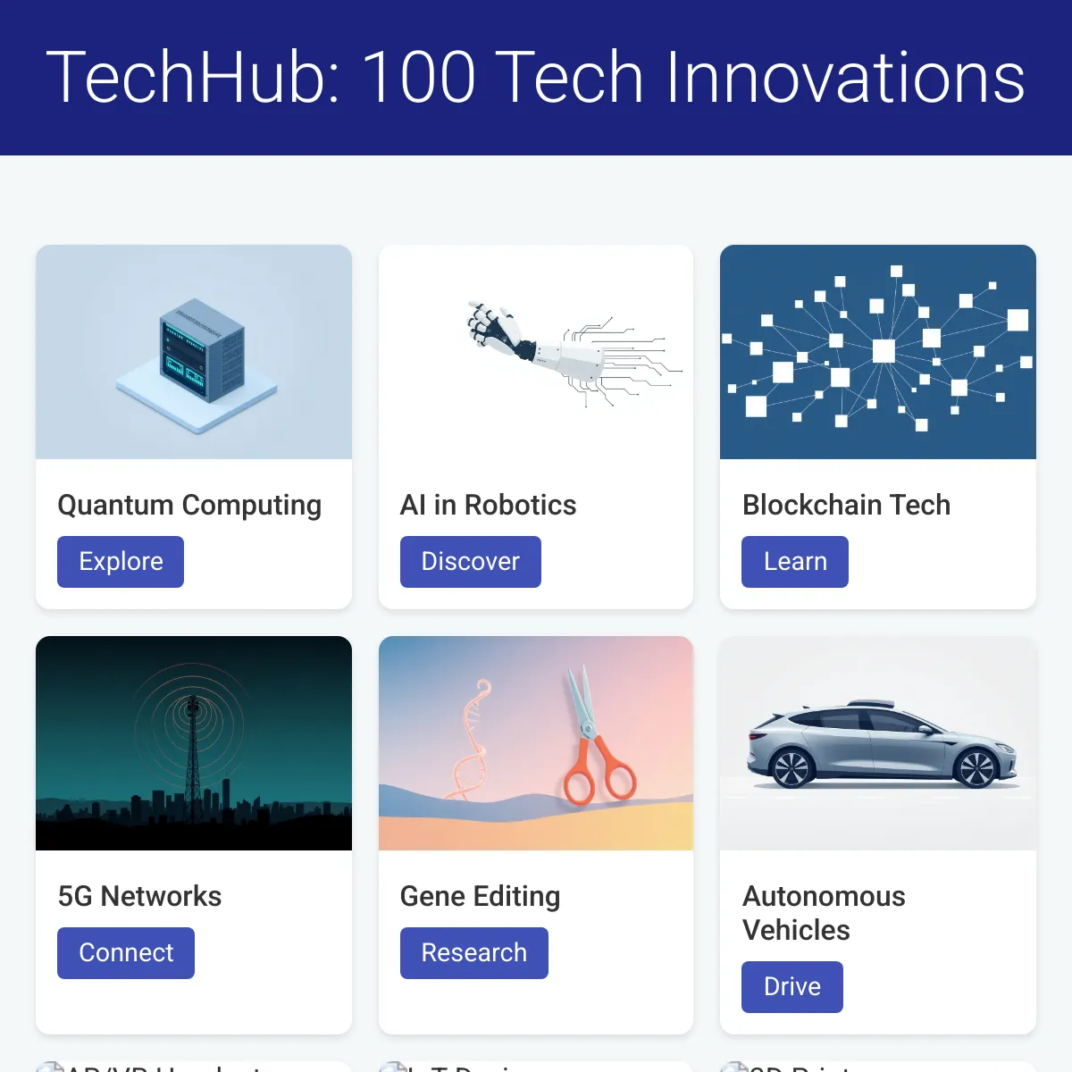 TechHub - 100 Tech Innovations Dashboard