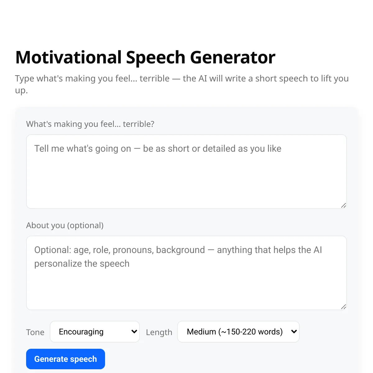 Motivational Speech Generator