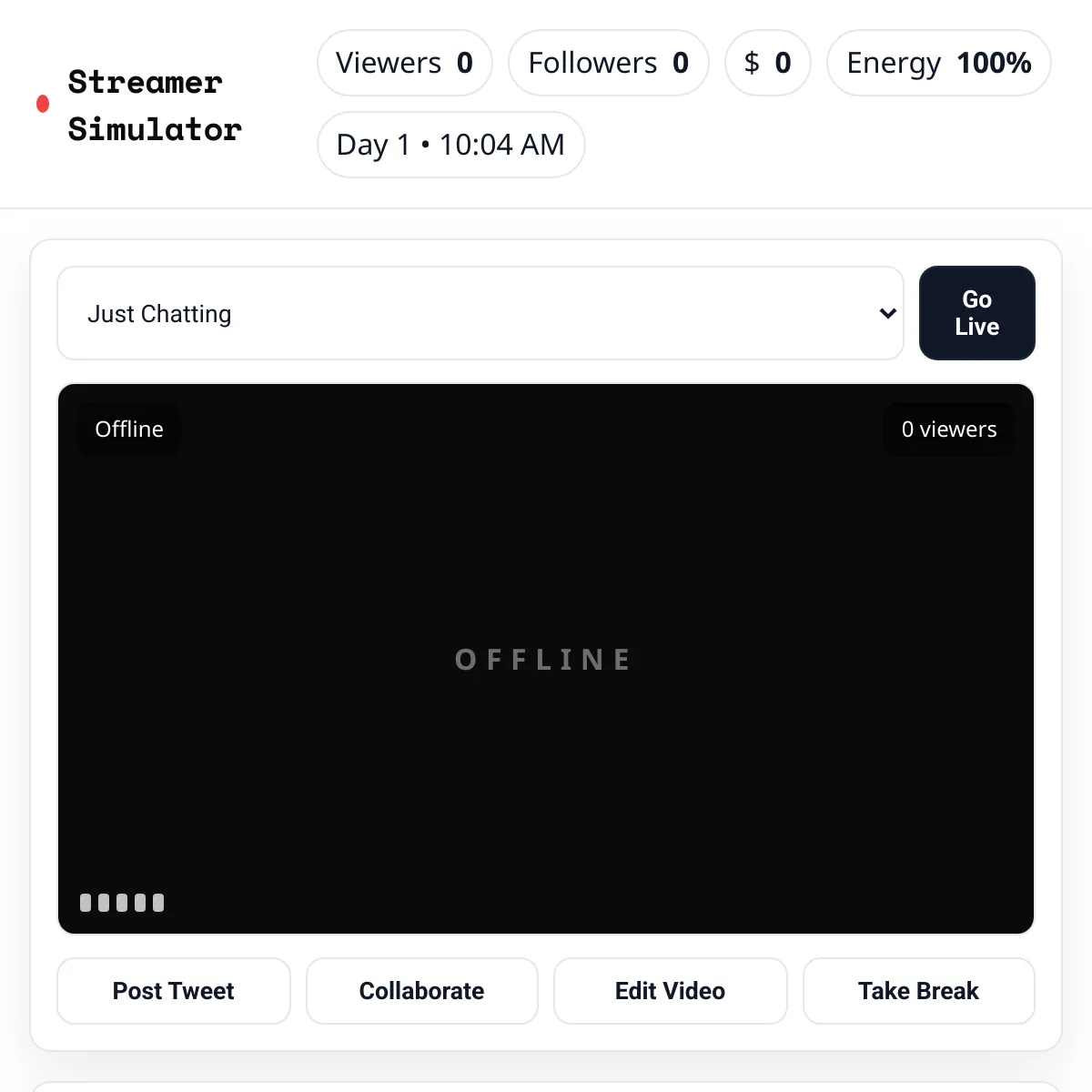 Streamer Simulator