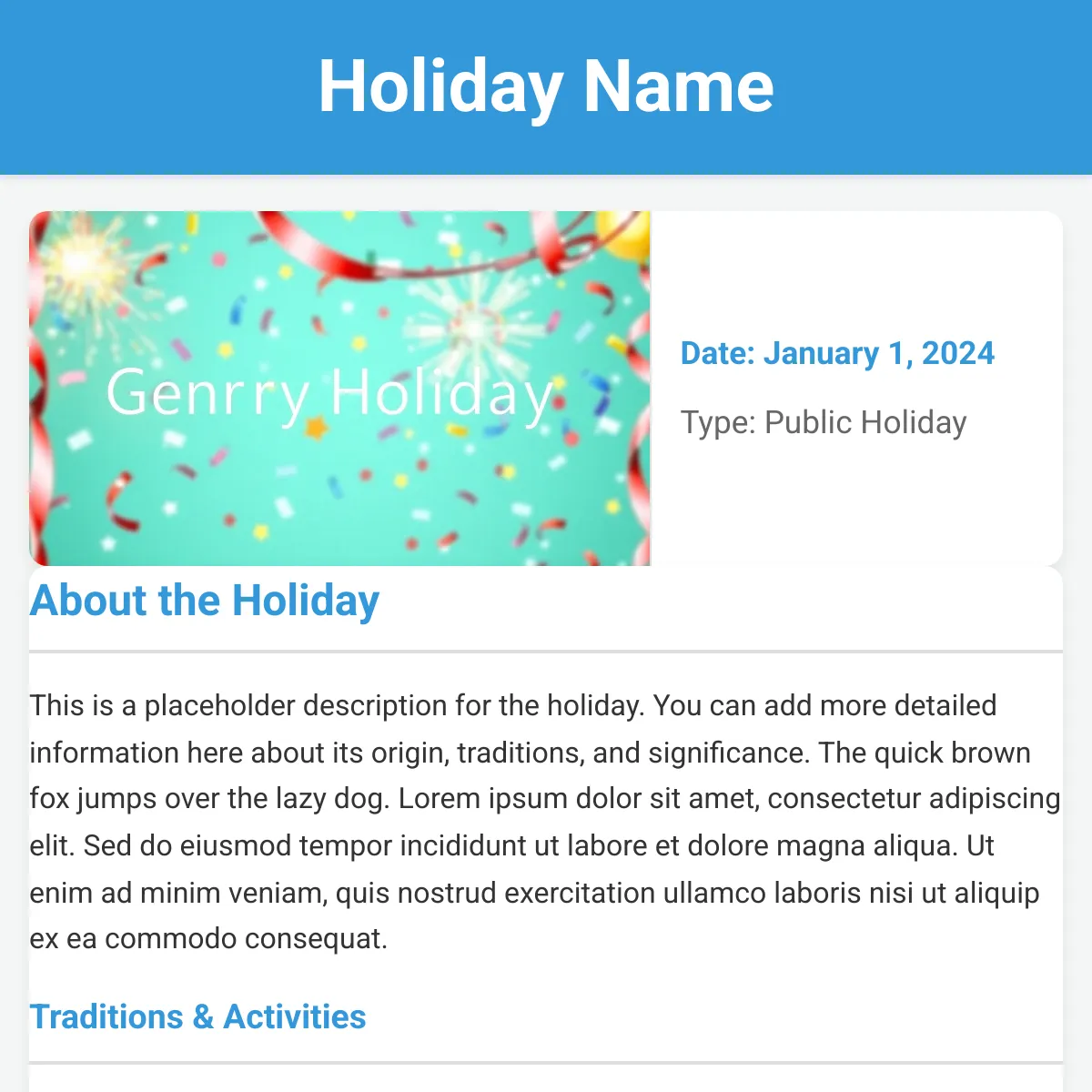Holiday Info Template