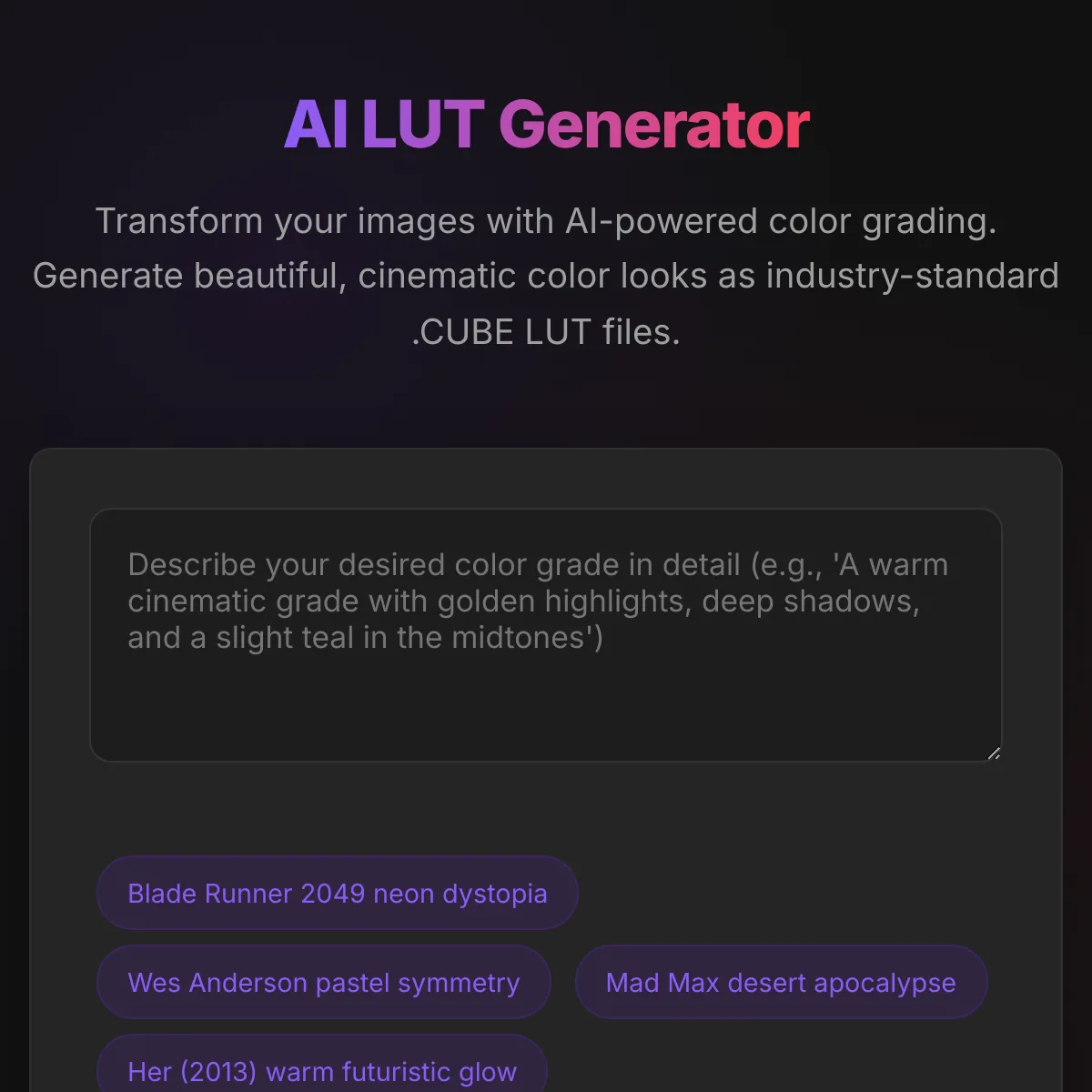 AI LUT Generator