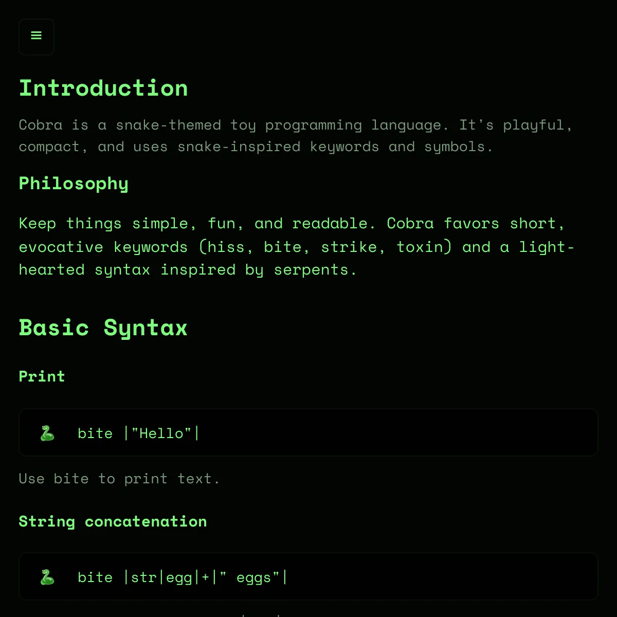 Cobra — Developer Docs