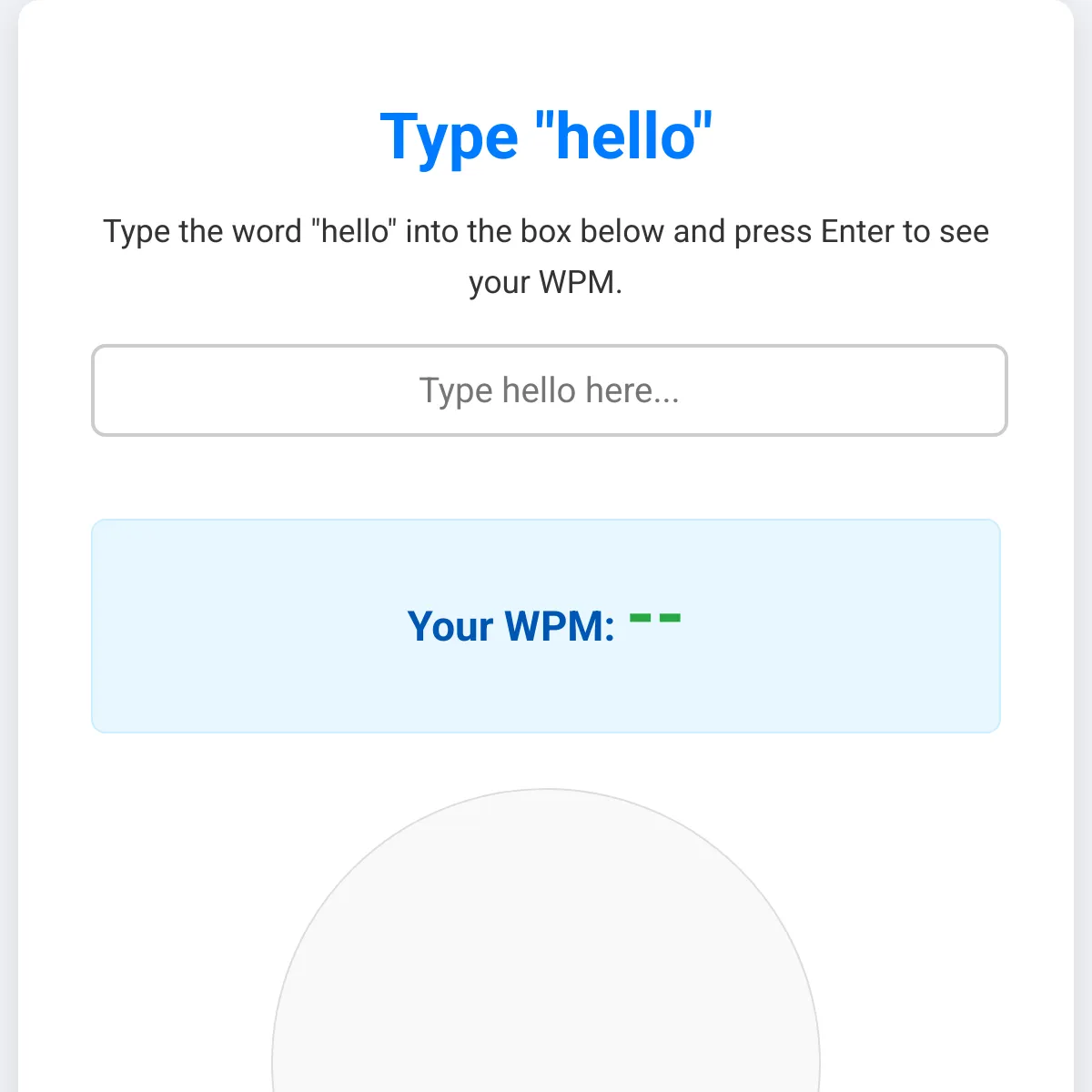 Type Hello WPM Test