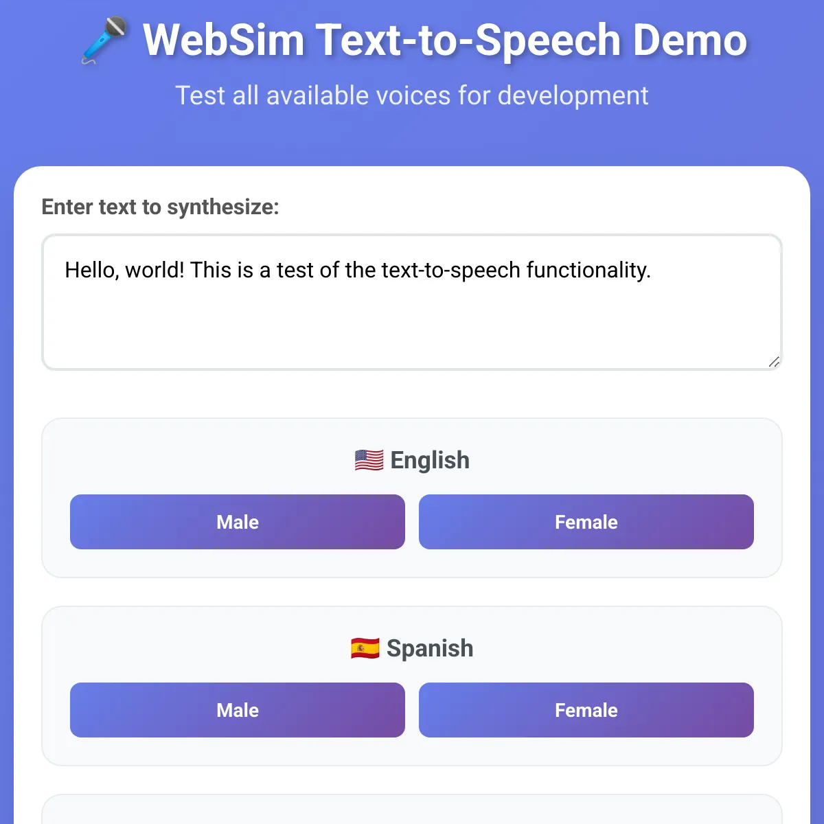 WebSim Text-to-Speech Demo